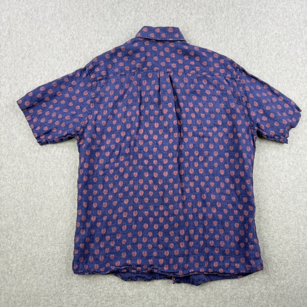 Peter Millar Shirt Mens Large Blue Floral 100% Linen Short Sleeve Button Up - Picture 3 of 9